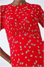 Red Ditsy Floral Print Midi Dress, Image 5 of 5