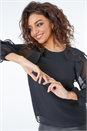 Black Petite Frill Sleeve Top, Image 1 of 5