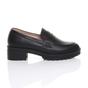 Black AJVANI Black Flat Chunky Heeled Penny Loafers, Image 2 of 5