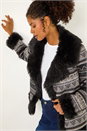 Grey Dusk Faux Fur Jaquard Aviator, Image 1 of 5