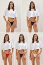 Multi 5 Pack Plain Adjustable Strap Thong Briefs Set, Image 1 of 3