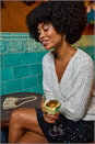 Grey Buttoned Sequin Knit Cardigan, Image 7 of 7