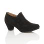 Black AJVANI Black Mid Cuban Heel Brogue Button Ankle Boots, Image 1 of 6
