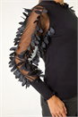 Black Sheer Feather Sleeved Jumper, Image 5 of 5
