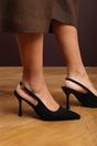 Black 'Tiana' Pointed Toe Sling Back Mid Heel, Image 6 of 6
