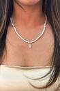 Gold Pearl Chain Necklace with Floral Pendant - Gift Boxed, Image 3 of 5