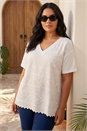 Ivory  Curve Textured V-Neck Top, Image 2 of 4