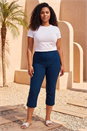 Midnight Blue Curve Cropped Stretch Trouser, Image 1 of 4