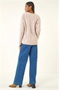 Stone V-Neck Cable Knit Jumper, Image 3 of 5