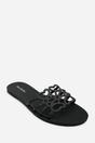 Black Emiliana Matte Cut Out Jelly Flat Sandals, Image 3 of 6