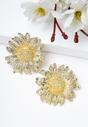 Gold Silver-Coloured Floral Stud Earrings, Image 2 of 5
