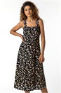 Pink Floral Wide Strap Midi Dress, Image 3 of 5