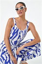 Royal Blue Animal Print Belted Jumpsuit, Image 1 of 5