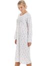 Blue Rose Print Long Sleeve Nightdress, Image 3 of 5