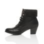 Black Mid Cuban Heel Pixie Lace Up Granny Ankle Boots, Image 3 of 8
