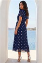 Navy  Polka Dot Fit & Flare Dress, Image 3 of 4