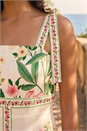 Cream  Tropical Print Sequin Midi Dress, Image 4 of 4