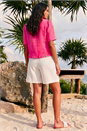 Pink Frill Linen Blend Button Jacket, Image 3 of 5