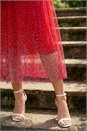 Red Polka Dot Print Elasticated Mesh Skirt, Image 4 of 4