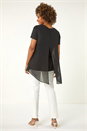 Black Ring Front Chiffon Overlay Top, Image 3 of 5