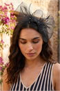 Black Embellished Bow Fascinator, Image 1 of 4