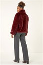 Burgundy Faux Fur Relaxed Jacket, Image 4 of 7