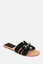 Black Dorina Embellished Slide On Sandals, Image 1 of 6