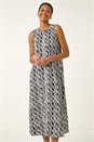 Navy Geo Print Midi Dress main image 0