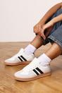 White 'Xia' Classic Retro Lace Up Trainer with Stripes, Image 1 of 8