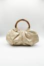 Beige Vintage Bamboo Handle Pleated Handbag, Image 2 of 4