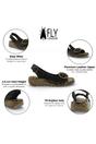 Black Womens Comfort Wedge Sandals-TRAM723FLY, Image 3 of 7