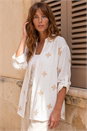 Ivory Floral Embroidered Shirt, Image 1 of 4