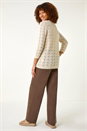 Beige Tie Front Pointelle Knit Cardigan, Image 3 of 5