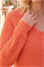 Orange V-Neck Boyfriend Knit Jumper , Image 4 of 4