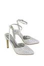 White XY LONDON White 'Indyah' Diamante 2 Part Shoes Ankle Strap Stiletto High, Image 5 of 5