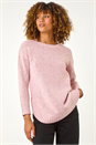Light Pink Nep Fabric Curved Hem Jumper, Image 4 of 5