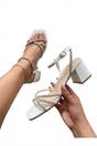 White iKrush White Willow Rhinestone Block Heel Sandals, Image 6 of 8