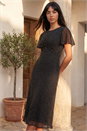 Black Petite Studded Mesh Midi Dress, Image 1 of 4