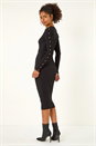 Black Dusk Stud Detail Knit Bodycon Dress, Image 1 of 5