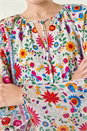 Pink Tie Front Floral Print Top, Image 5 of 5