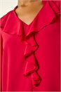Red Ruffle Neck Blouse, Image 5 of 5