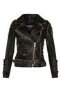 Black Womens Brando Leather Biker Jacket-Bari, Image 1 of 4