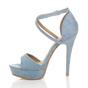 Light Blue AJVANI Light Blue High Heel Crossed Straps Platform Sandals, Image 3 of 6