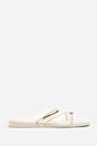 Cream Zelina Strappy Metal Toe Loop Slide On Sandal, Image 1 of 4