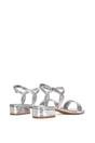 Silver XY LONDON Silver 'Moana' Strappy Low Block Heels With Ankle Strap, Image 4 of 5