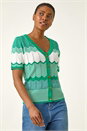 Green Wave Stitch Button Knit Jumper, Image 4 of 5