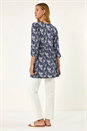 Navy  Paisley Print V-Neck Stretch Top, Image 3 of 4