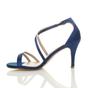 Navy Blue Mid Heel Crossed Straps Wedding Bridal Sandals, Image 3 of 6