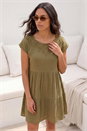 Khaki Cotton Trim Detail Mini Dress, Image 2 of 4