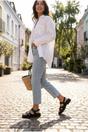 Black iKrush Black Edie Chunky Sole Crossover Strap Sandals, Image 4 of 5